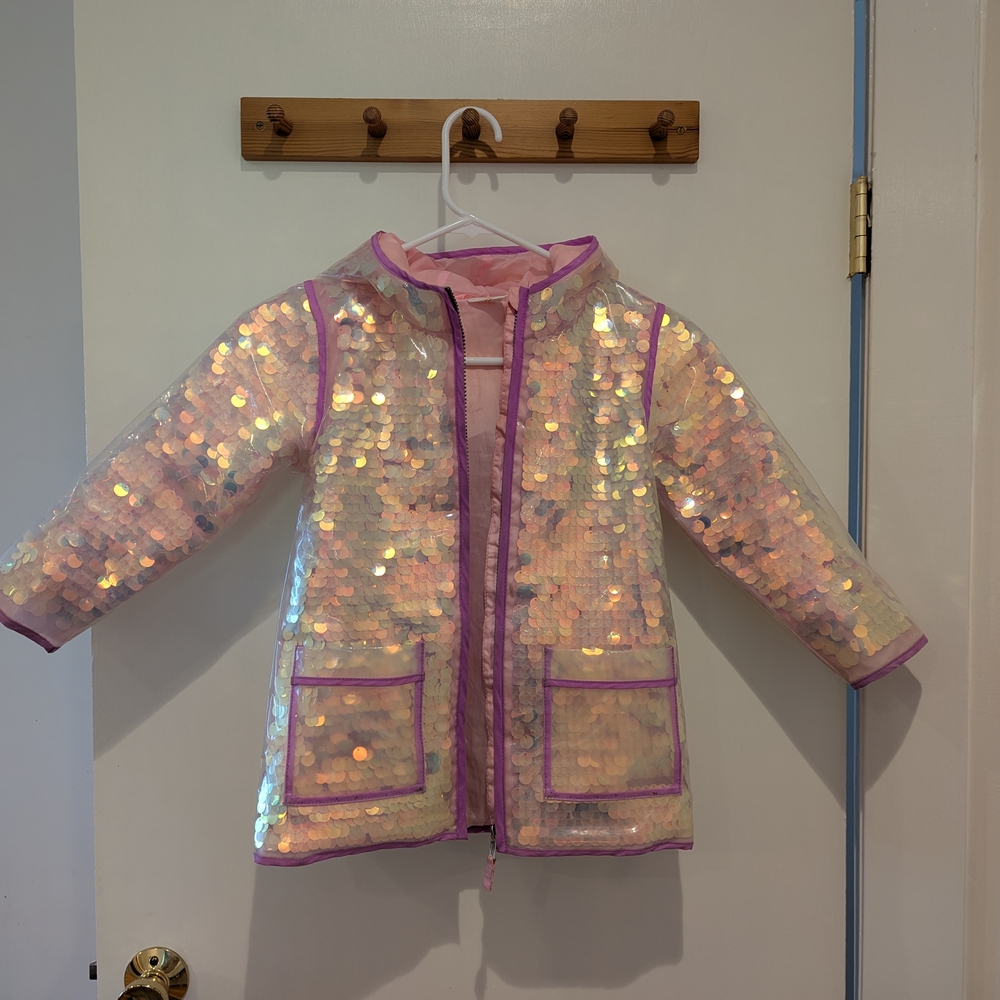 Iridescent Sequin Jacket with Pink Trim
